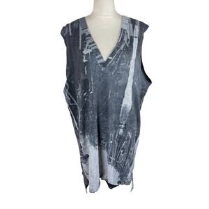 3 Potato Sleeveless Tunic Dress Art to Wear Artsy V-Neck Lagenlook Size L/XL NEW